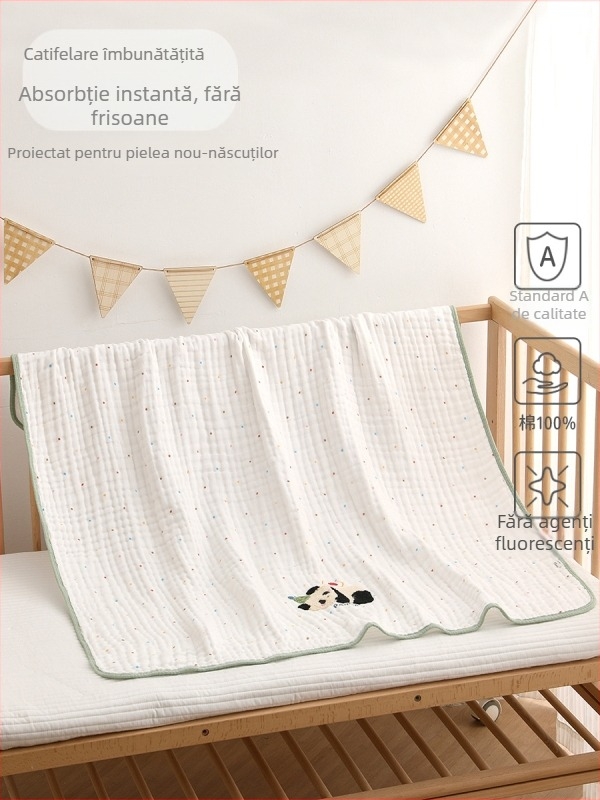 Shuo zhibao Prosop de baie pentru bebeluși din bumbac 100% cu model cartoon, pentru sugari și copii între 1 și 3 ani