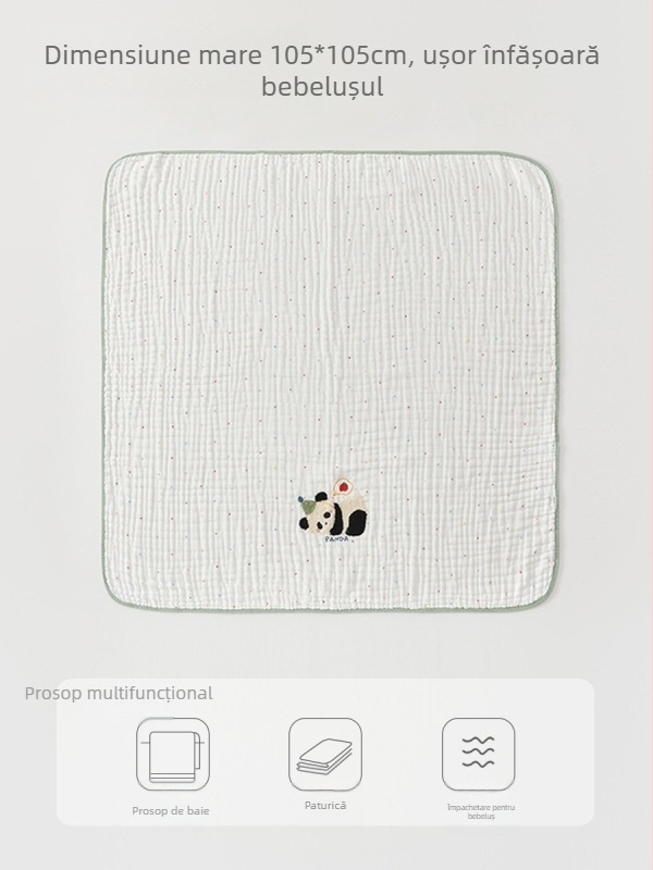 Shuo zhibao Prosop de baie pentru bebeluși din bumbac 100% cu model cartoon, pentru sugari și copii între 1 și 3 ani