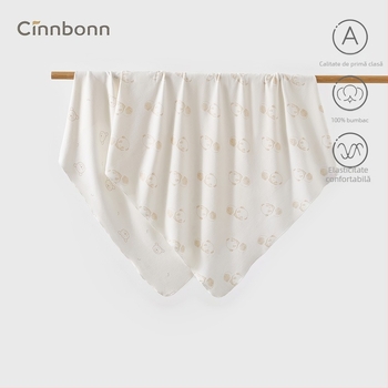 Pătură de înfășat pentru bebeluși – bumbac 100%, model cu animale, primăvară–toamnă, siguranță Clasa A, pentru sugari și copii mici