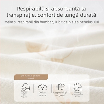Pătură de înfășat pentru bebeluși – bumbac 100%, model cu animale, primăvară–toamnă, siguranță Clasa A, pentru sugari și copii mici