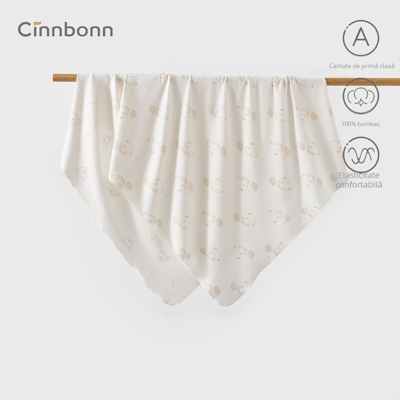 Pătură de înfășat pentru bebeluși – bumbac 100%, model cu animale, primăvară–toamnă, siguranță Clasa A, pentru sugari și copii mici