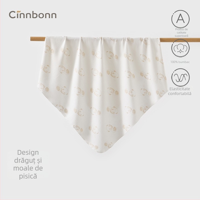 Pătură de înfășat pentru bebeluși – bumbac 100%, model cu animale, primăvară–toamnă, siguranță Clasa A, pentru sugari și copii mici