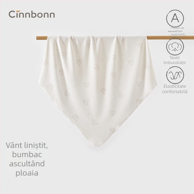 Pătură de înfășat pentru bebeluși – bumbac 100%, model cu animale, primăvară–toamnă, siguranță Clasa A, pentru sugari și copii mici