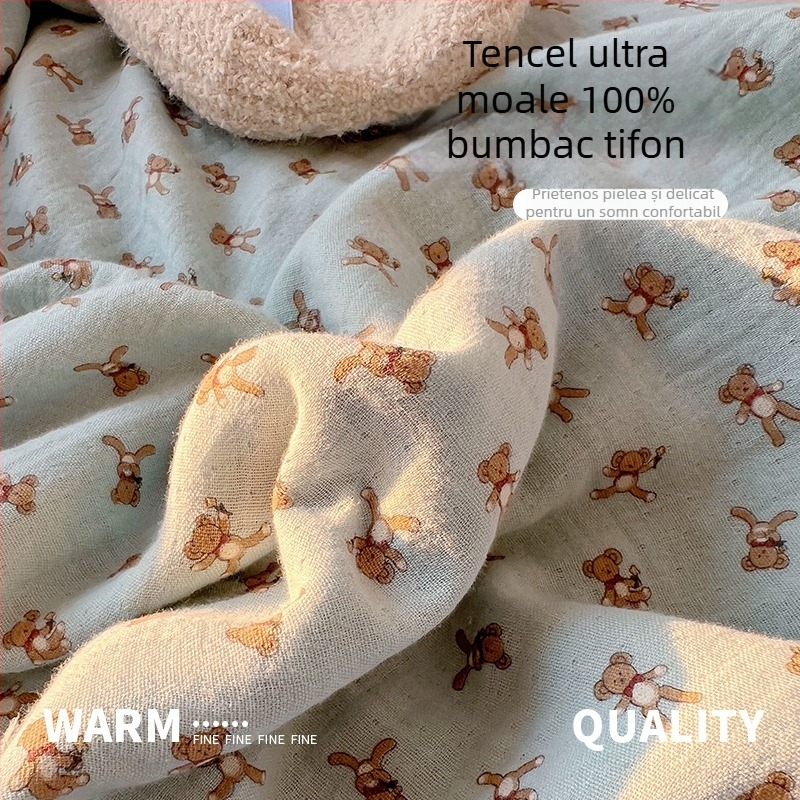 Cuvertură pentru bebeluși din bumbac - țesătură 100% bumbac, umplutură din bumbac, pentru nou-născuți