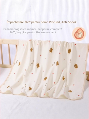Prosop de înfășat din bumbac pentru nou-născuți, model cartoon, pentru toate sezoanele, bumbac 95%+, potrivit pentru 0–12 luni