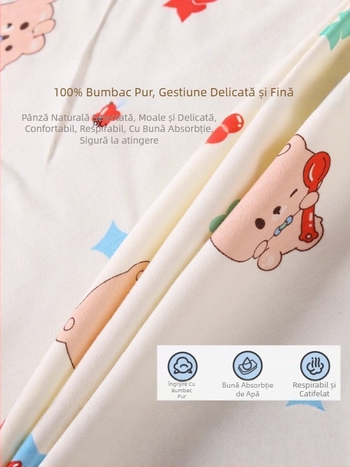 Prosop de înfășat din bumbac pentru nou-născuți, model cartoon, pentru toate sezoanele, bumbac 95%+, potrivit pentru 0–12 luni
