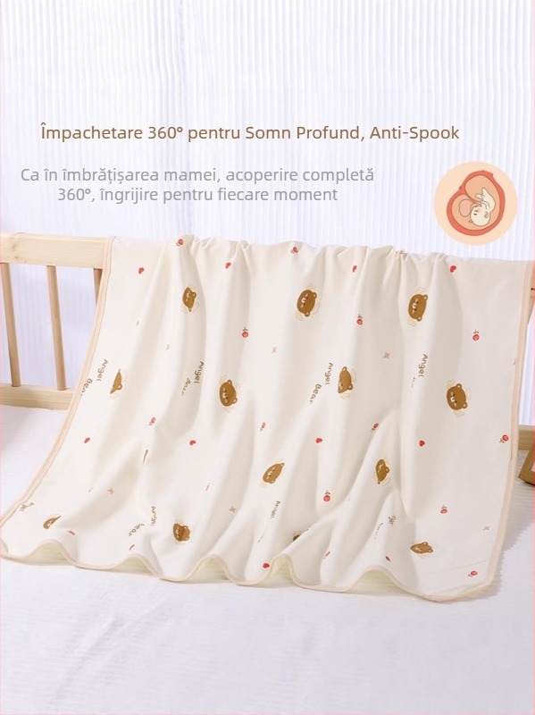 Prosop de înfășat din bumbac pentru nou-născuți, model cartoon, pentru toate sezoanele, bumbac 95%+, potrivit pentru 0–12 luni