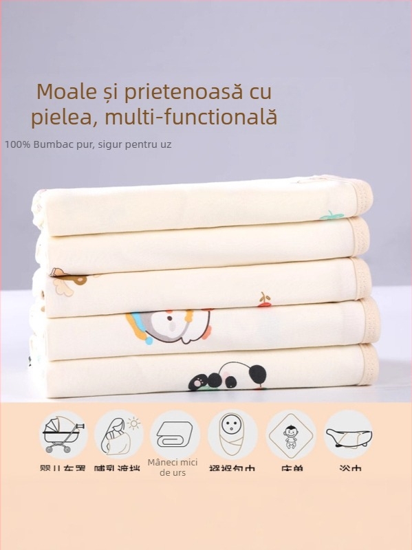 Prosop de înfășat din bumbac pentru nou-născuți, model cartoon, pentru toate sezoanele, bumbac 95%+, potrivit pentru 0–12 luni