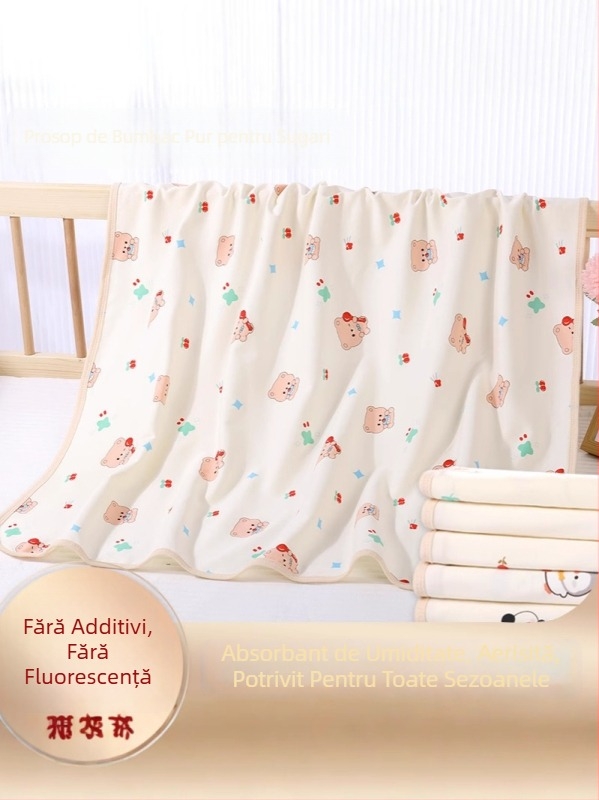 Prosop de înfășat din bumbac pentru nou-născuți, model cartoon, pentru toate sezoanele, bumbac 95%+, potrivit pentru 0–12 luni