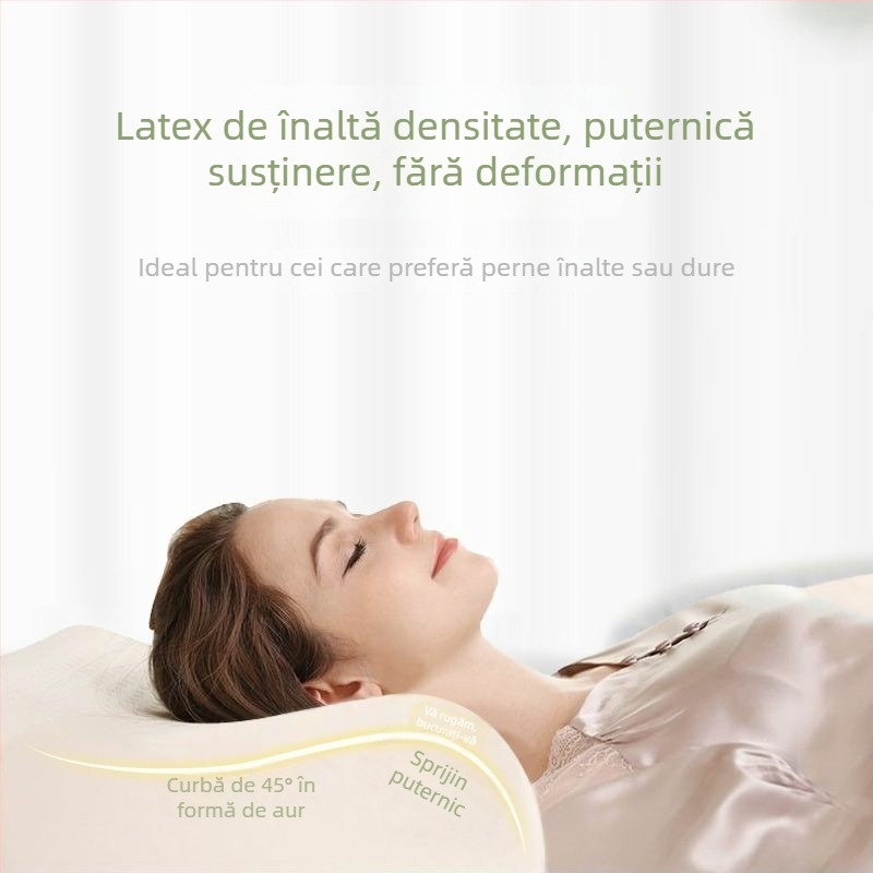 Pernă din latex natural, formă dreptunghiulară, greutate 1,0–1,5 kg, personalizare disponibilă, potrivită pentru copii și adulți