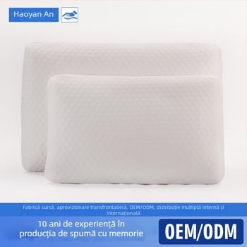Perna din spumă cu memorie, husă din 100% bumbac, umplutură poliuretanică, dreptunghiulară, realizată manual