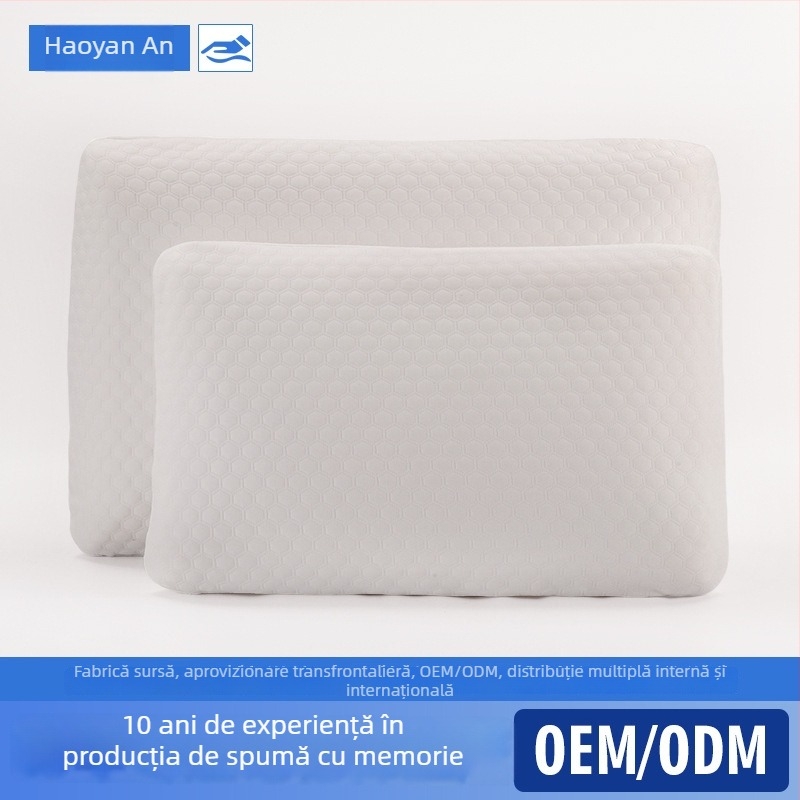 Perna din spumă cu memorie, husă din 100% bumbac, umplutură poliuretanică, dreptunghiulară, realizată manual