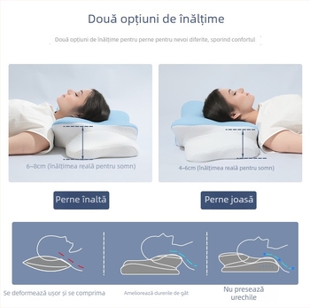 Pernă de gât din spumă cu memorie, în formă de fluture, țesătură ice silk, greutate 0.5–1.0 kg