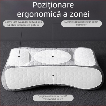 Pernă cervicală pentru suportul gâtului, cu umplutură din mătase de pene și husă din fibre – dreptunghiulară, pentru adulți