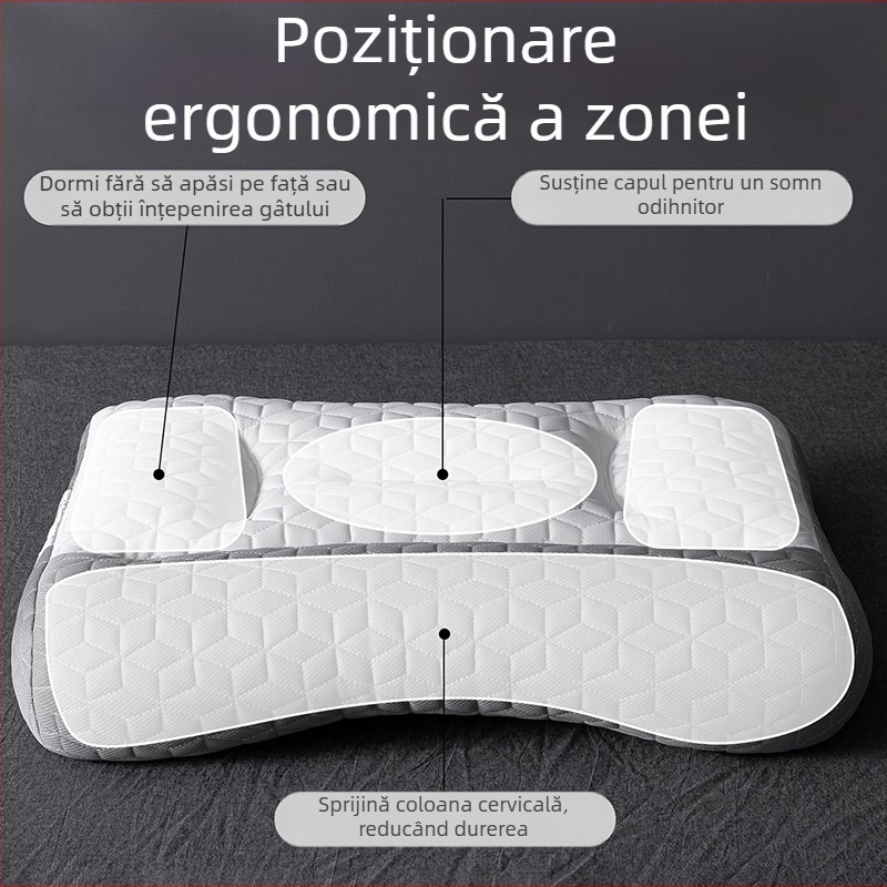 Pernă cervicală pentru suportul gâtului, cu umplutură din mătase de pene și husă din fibre – dreptunghiulară, pentru adulți