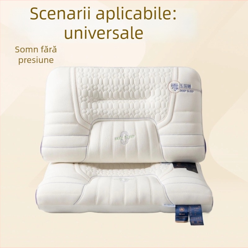 Pernă din latex cu umplere dublă (strat superior latex, strat inferior 100% poliester) pentru adulți, formă dreptunghiulară, husă din fibre sintetice