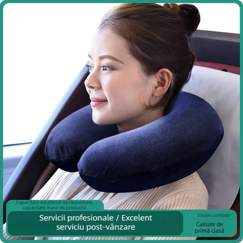 Perne de gât din latex, în formă U, pentru călătorii cu avionul și mașina, latex natural 80–90%, husă Crystal Velvet