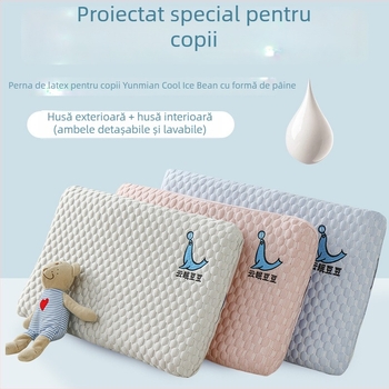 Perna de latex pentru copii, dreptunghiulară, latex natural 90%+, husă din bumbac 100%
