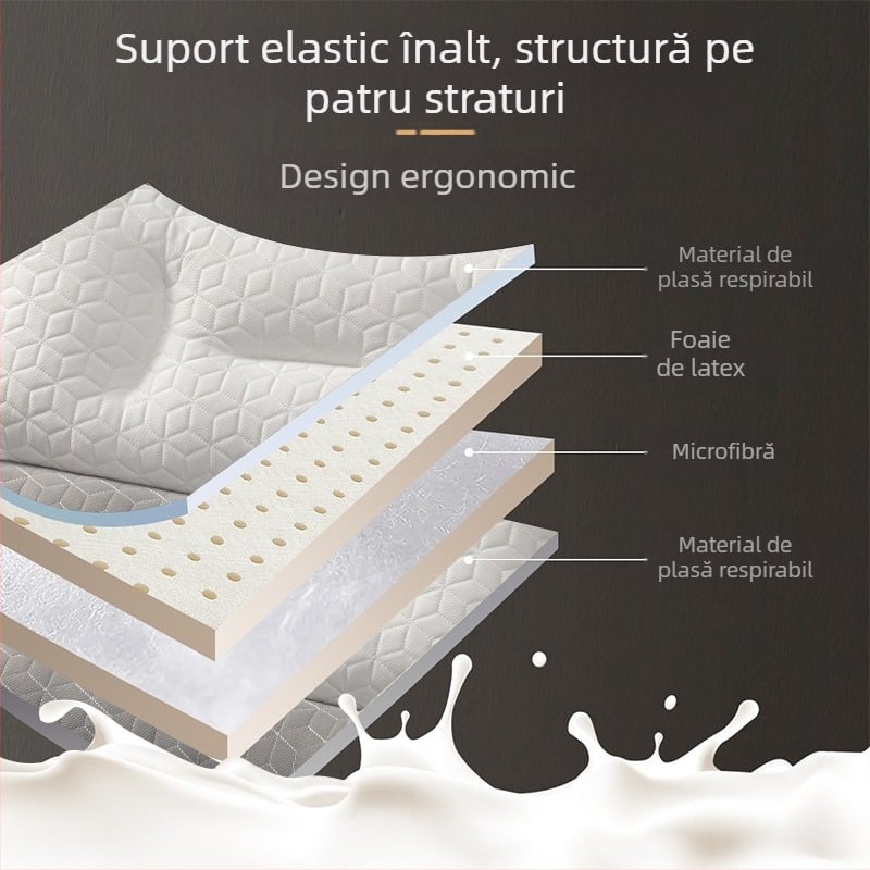 Pernă de tracțiune din latex pentru susținerea coloanei cervicale și somn, dreptunghiulară, înălțime 1–5 cm, greutate 1.1–1.5 kg, umplutură 99% latex
