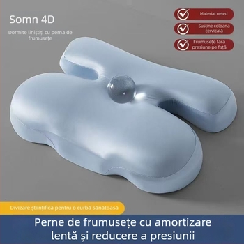 Pernă din spumă cu memorie, dreptunghiulară, greutate 0,5–1,0 kg, husă poliester semi-lucioasă, universal pentru adulți