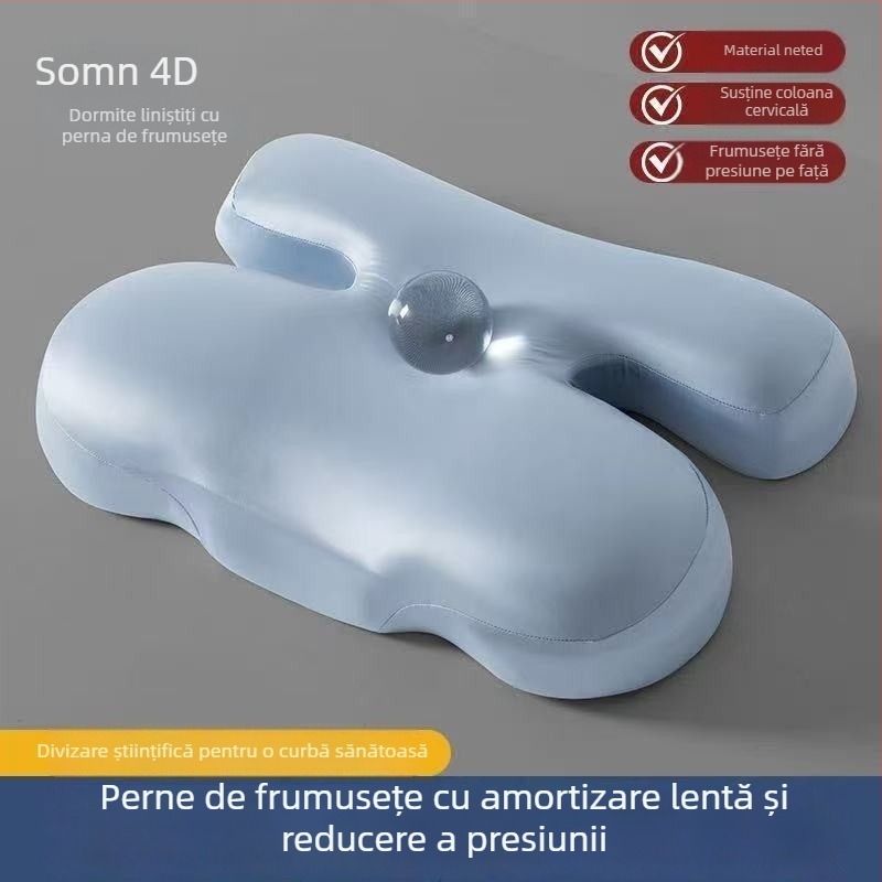 Pernă din spumă cu memorie, dreptunghiulară, greutate 0,5–1,0 kg, husă poliester semi-lucioasă, universal pentru adulți