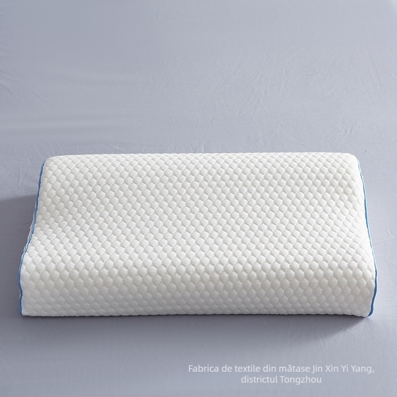 Perne cervicale din memory cotton, design în valuri pentru susținere cervicală, formă dreptunghiulară, stil minimalist, înălțime 5–10 cm