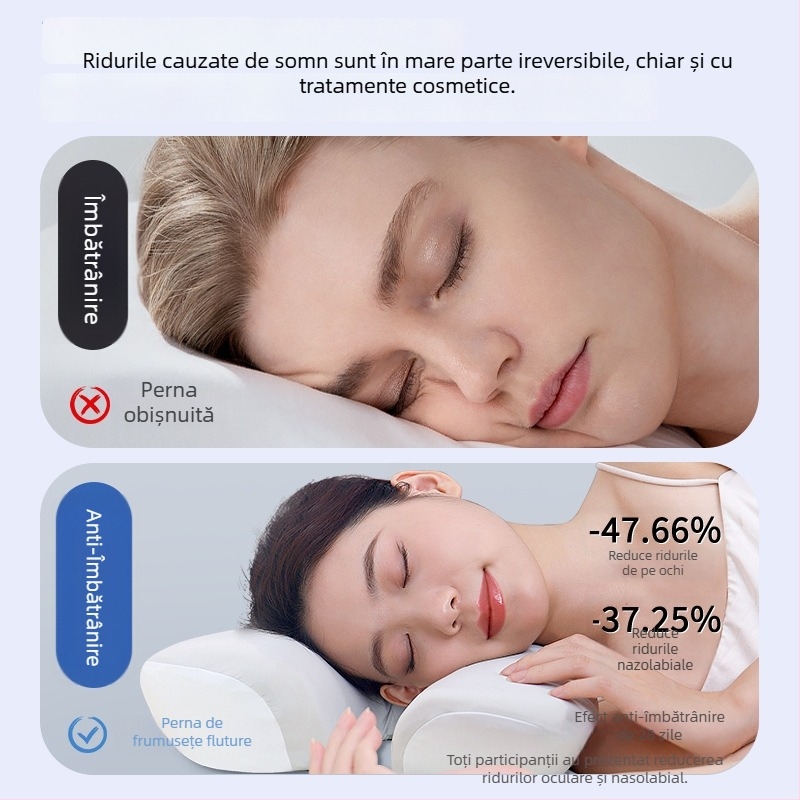 Perna cu spumă de memorie, formă de fluture, husă modală, protecție cervicală, pentru somn pe o parte, greutate 0,5–1 kg