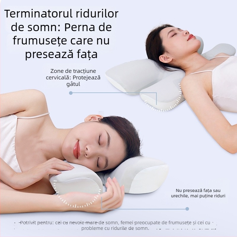 Perna cu spumă de memorie, formă de fluture, husă modală, protecție cervicală, pentru somn pe o parte, greutate 0,5–1 kg