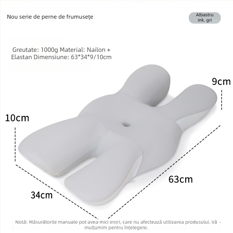 Perna cu spumă de memorie, formă de fluture, husă modală, protecție cervicală, pentru somn pe o parte, greutate 0,5–1 kg