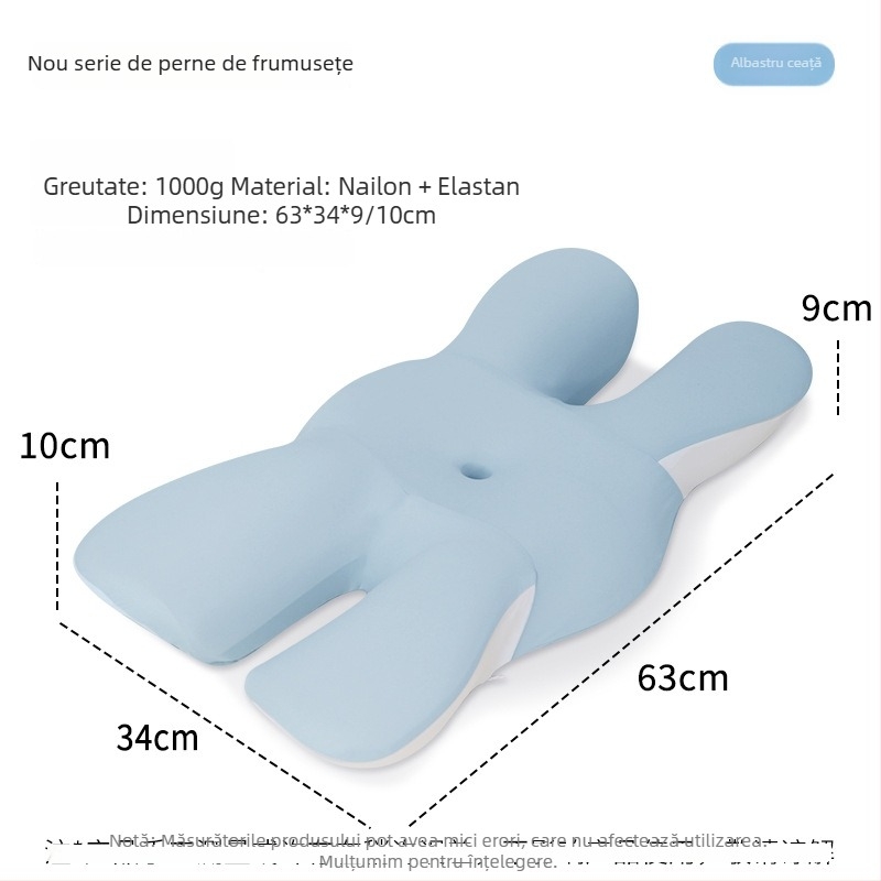 Perna cu spumă de memorie, formă de fluture, husă modală, protecție cervicală, pentru somn pe o parte, greutate 0,5–1 kg