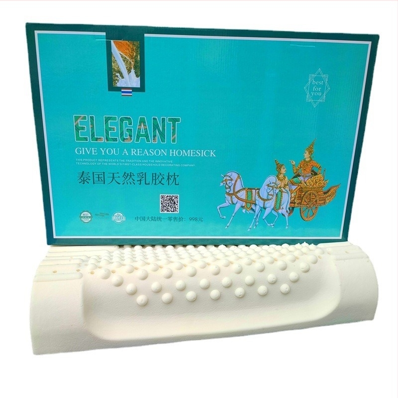 Pernă din latex natural Refined Rose pentru susținerea gâtului, formă dreptunghiulară, conținut latex 90%+, husă tricotată, pentru adulți