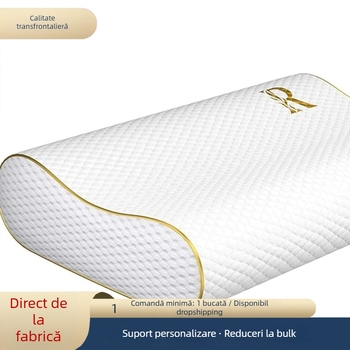 Perne cervicale din spumă cu memorie, formă val, revenire lentă, husă din fibră chimică, greutate 0.5-1 kg