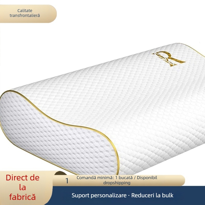 Perne cervicale din spumă cu memorie, formă val, revenire lentă, husă din fibră chimică, greutate 0.5-1 kg
