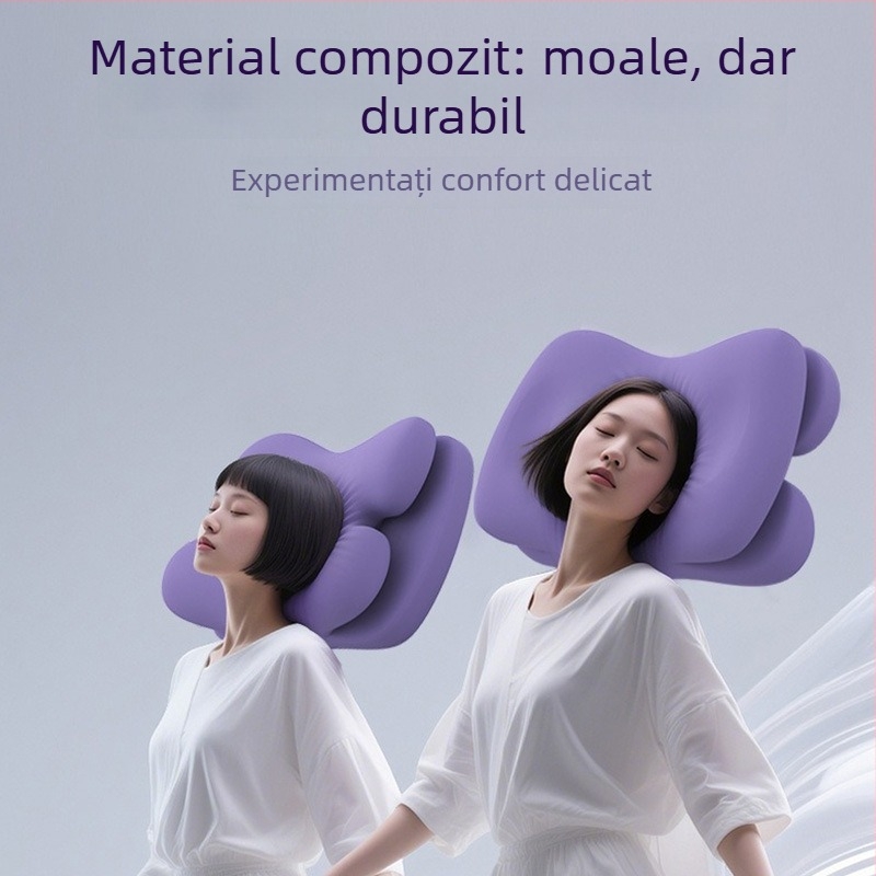 Perna dublă pentru somn cu memory foam, fără presiune, anti-rid, senzație duală, protecție pentru gât pentru somnul pe o parte, formă dreptunghiulară