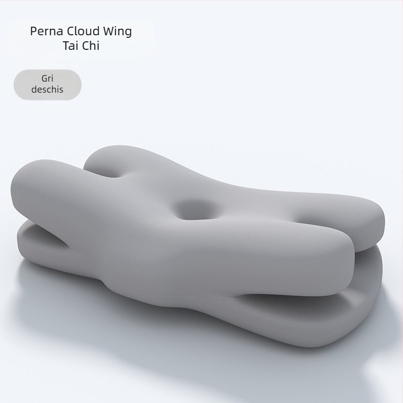 Perna dublă pentru somn cu memory foam, fără presiune, anti-rid, senzație duală, protecție pentru gât pentru somnul pe o parte, formă dreptunghiulară