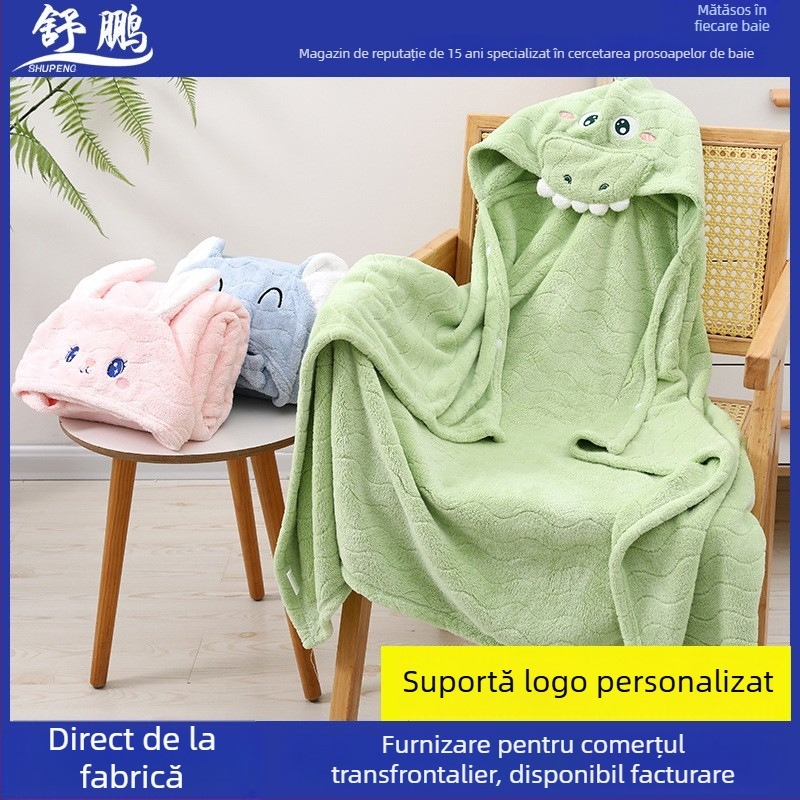 Shu Peng Prosop de baie cu glugă pentru bebeluși, cap de animal, microfibră, coral fleece, 200–300 g