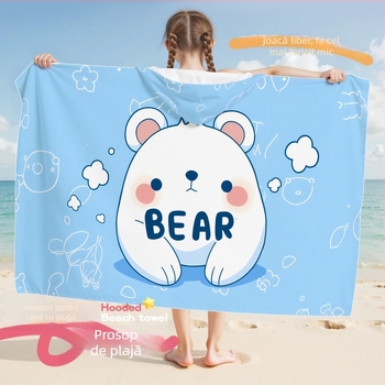 Prosop-capă pentru copii, uscare rapidă, velur dublu față, pentru înot, 200–300 g