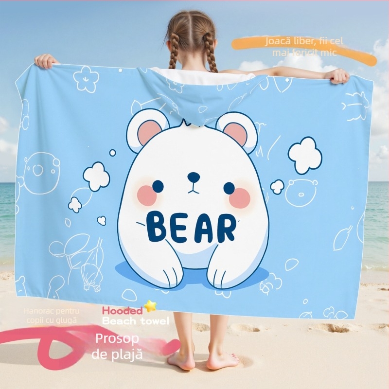 Prosop-capă pentru copii, uscare rapidă, velur dublu față, pentru înot, 200–300 g