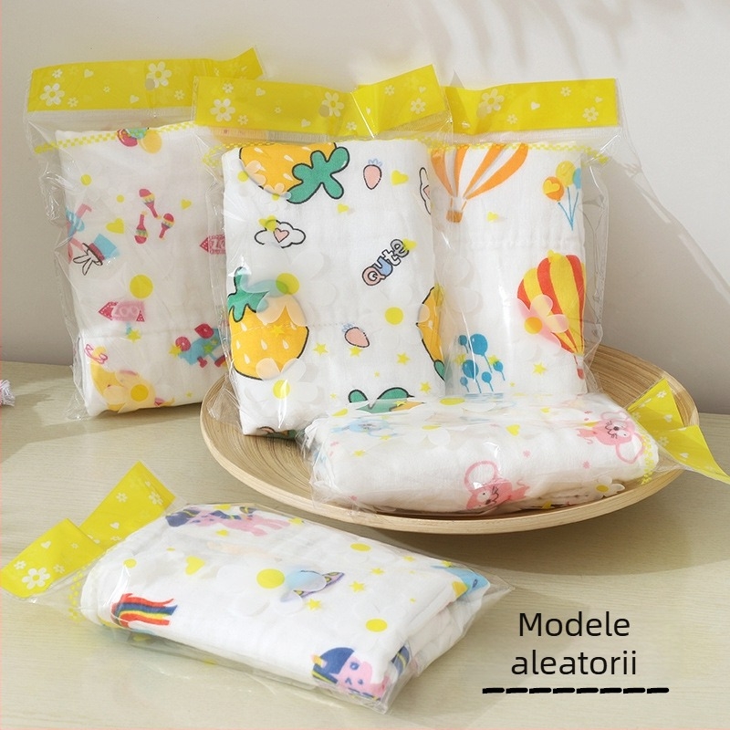 Prosop de baie pentru bebeluți, cu 6 straturi de tifon, din bumbac 100%, fir 40, țesătură simplă, imprimare cu logo, personalizabil