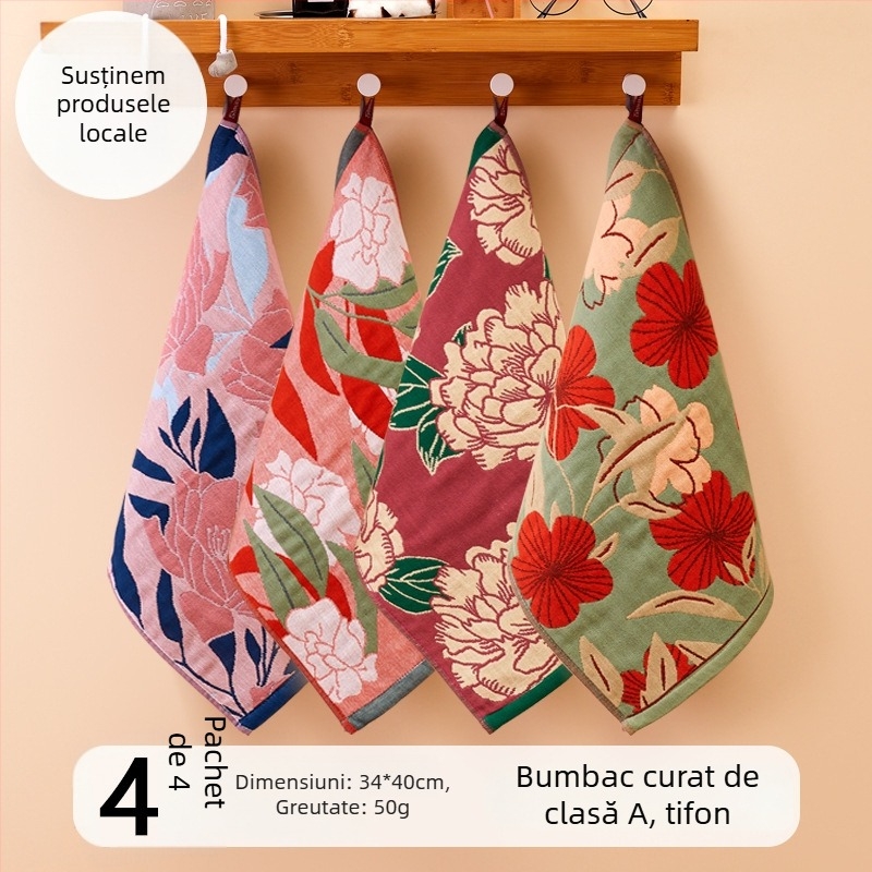 Gaze de față din bumbac 100%, 32-count, fără scame, cu buclă de agățat, 50 g, absorbție 0–5 s, pentru copii