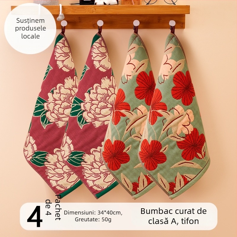 Gaze de față din bumbac 100%, 32-count, fără scame, cu buclă de agățat, 50 g, absorbție 0–5 s, pentru copii