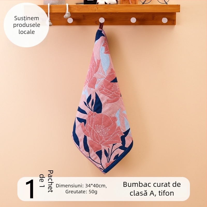 Gaze de față din bumbac 100%, 32-count, fără scame, cu buclă de agățat, 50 g, absorbție 0–5 s, pentru copii