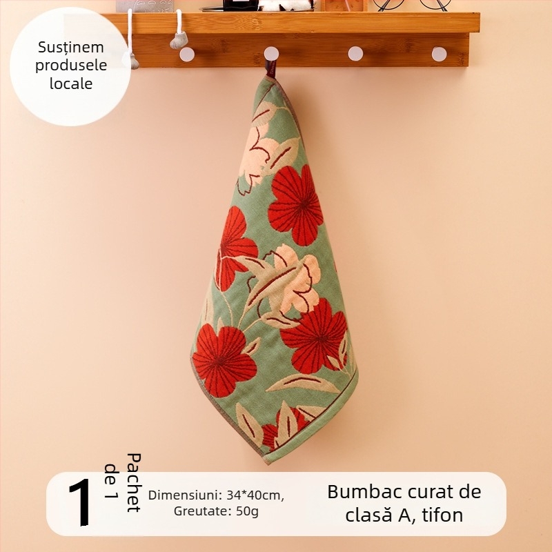 Gaze de față din bumbac 100%, 32-count, fără scame, cu buclă de agățat, 50 g, absorbție 0–5 s, pentru copii