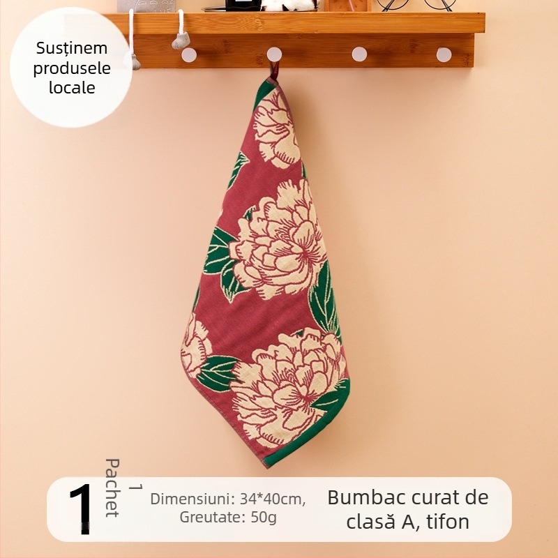 Gaze de față din bumbac 100%, 32-count, fără scame, cu buclă de agățat, 50 g, absorbție 0–5 s, pentru copii