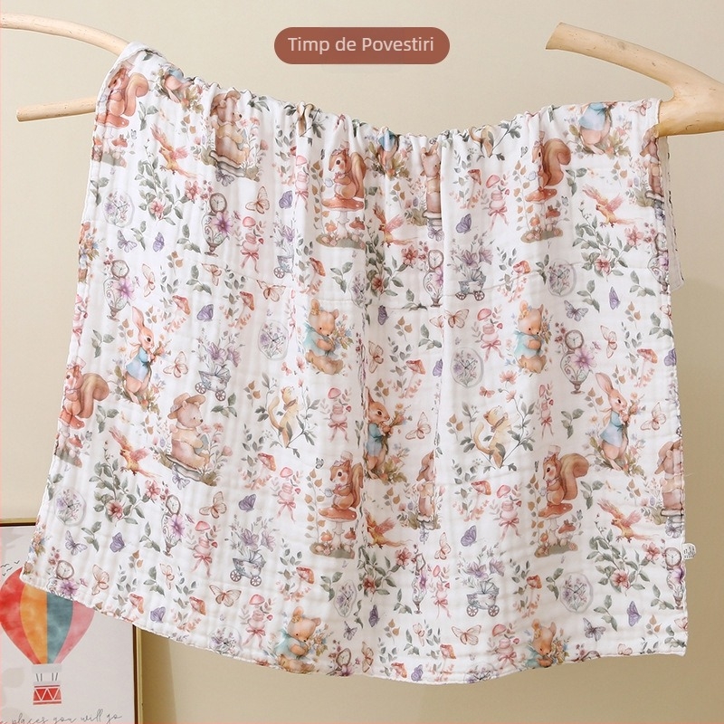 Prosop de baie din tifon pentru bebeluși cu model desen animat – pentru toate sezoanele, 300–400 g, 40 fire, tipărit