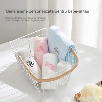 Prosop de față din bumbac cu broderie Sanli, fir 32S, greutate sub 50 g