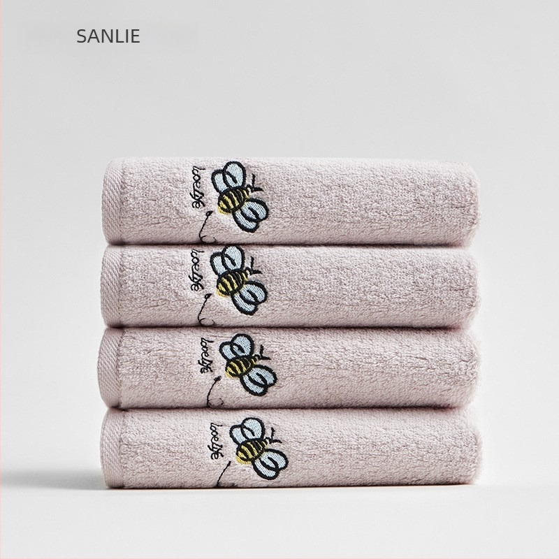 Prosop de față din bumbac cu broderie Sanli, fir 32S, greutate sub 50 g