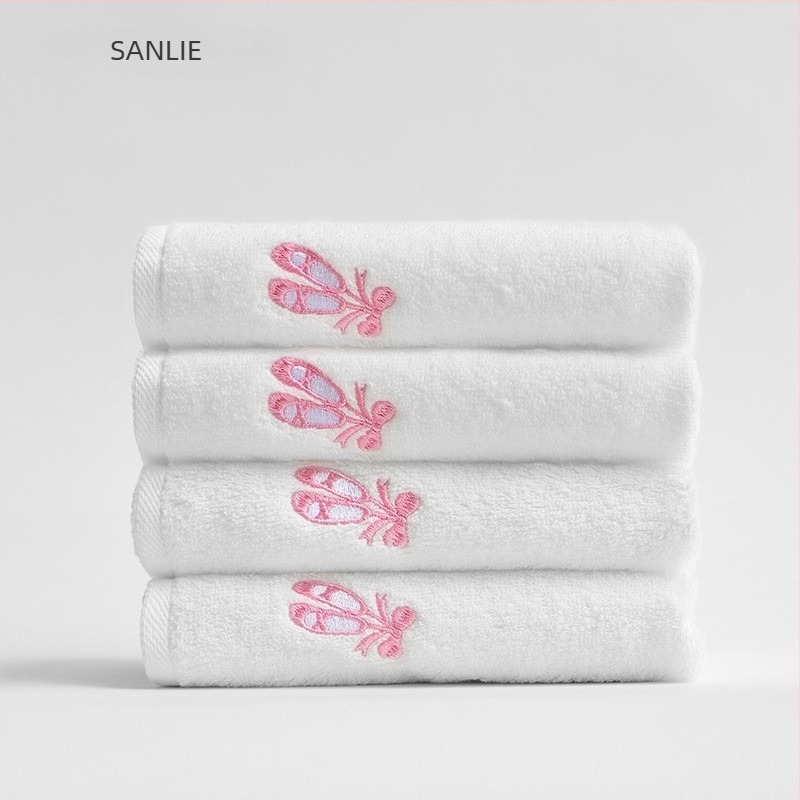 Prosop de față din bumbac cu broderie Sanli, fir 32S, greutate sub 50 g