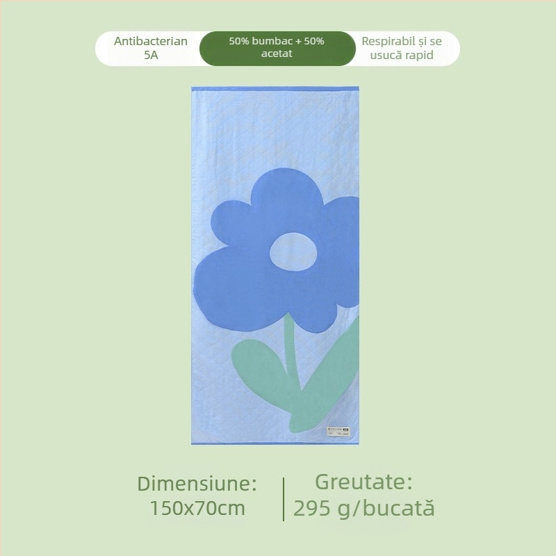 Prosop de baie pentru bebeluși din tifon cu trei straturi, 50% bumbac / 50% viscoză, 32 fire, tivuit, 200–300 g