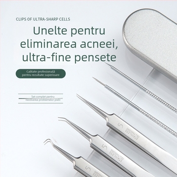 Set de instrumente pentru acnee: ac pentru acnee și clips pentru celule — oțel inoxidabil, durabil, pentru uz general